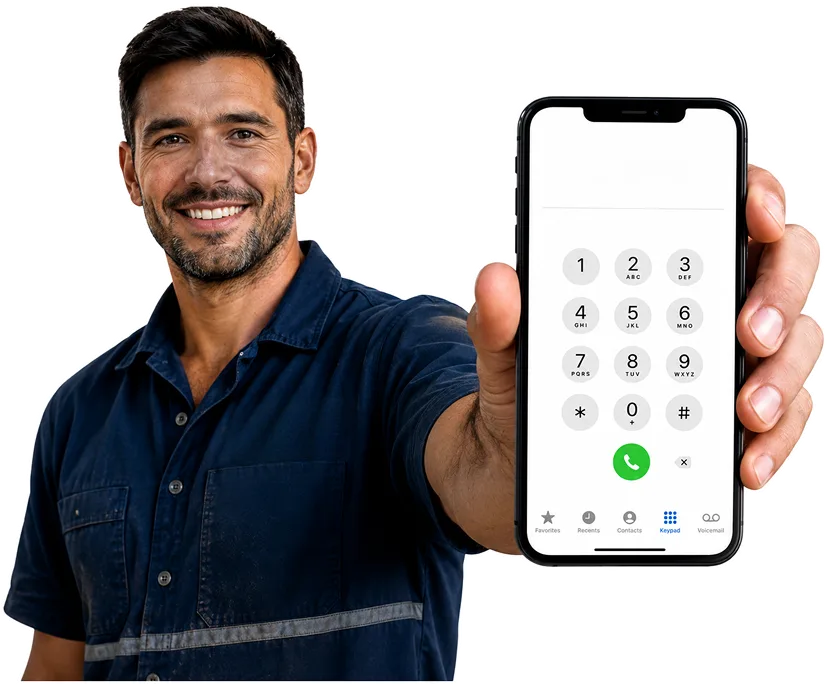 Our plumber taking a booking call for Abbotsbury